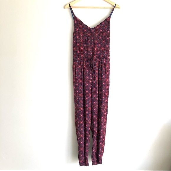 Free People Sunset Jumpsuit Red Floral Strappy Backless Boho - Picture 2 of 16